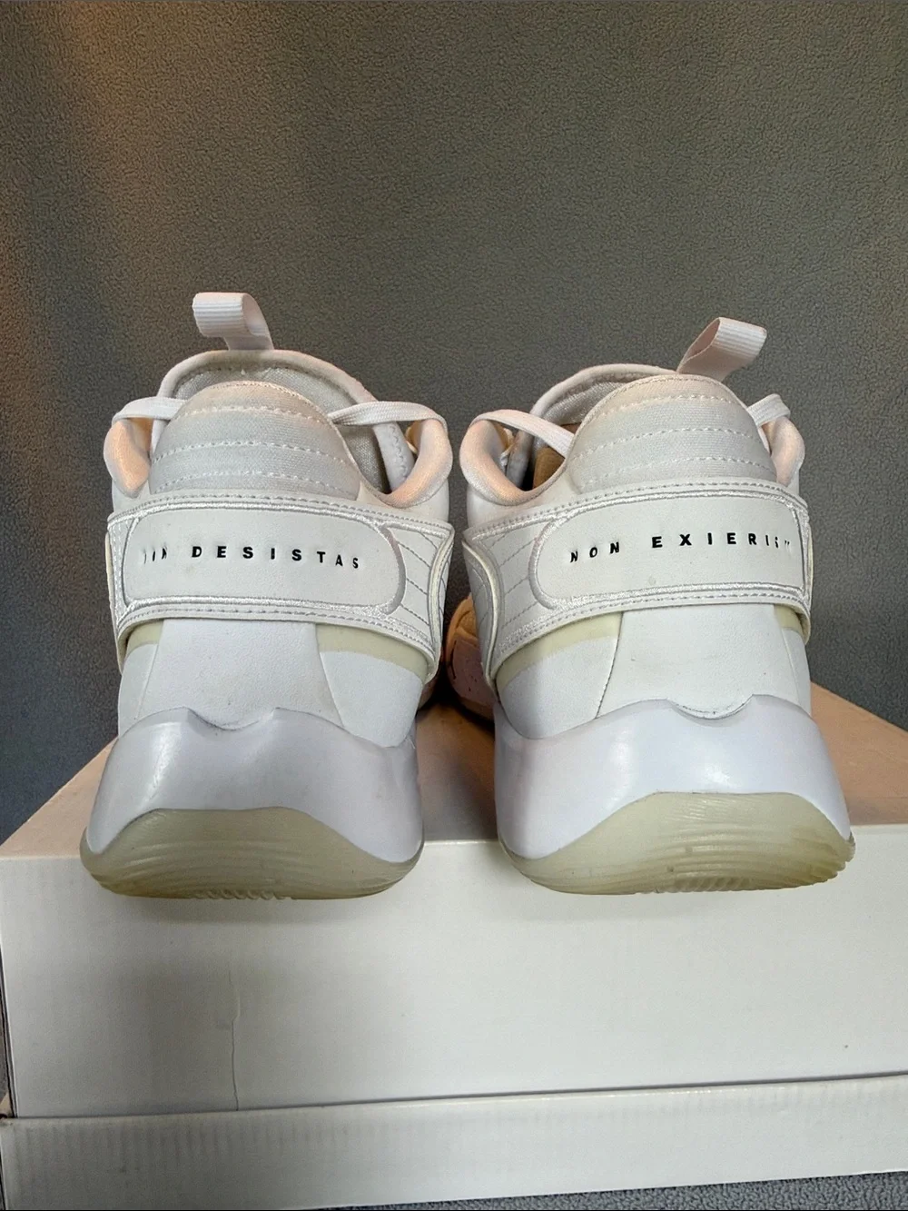 Used men Luka 2 White Sneakers with Pink Speckle Accents